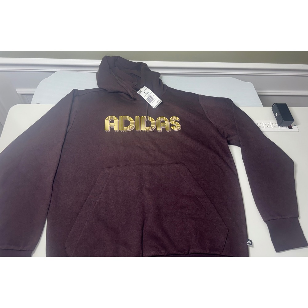 Adidas Mens M EVO LIN HD Hoodie brown Retro Logo Pullover KD4728 L
